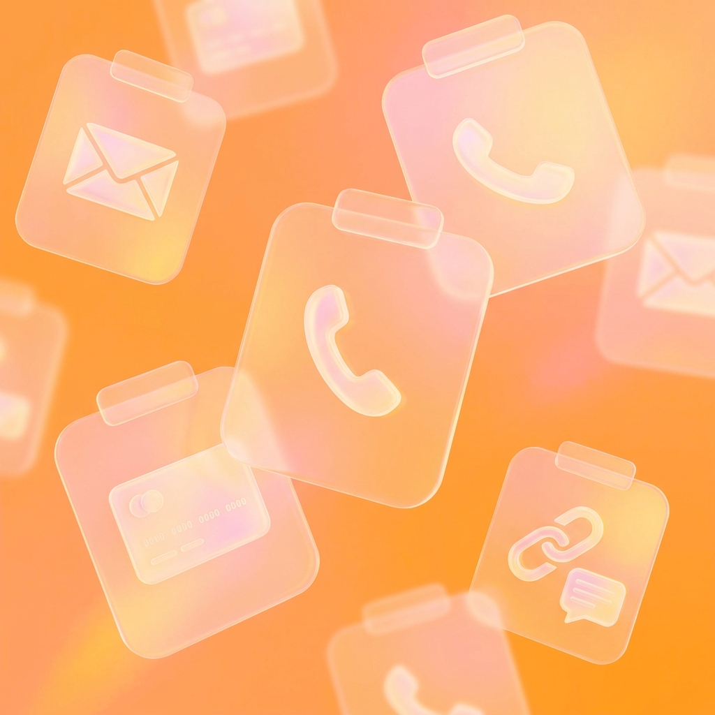 Floating clipboard cards illustration